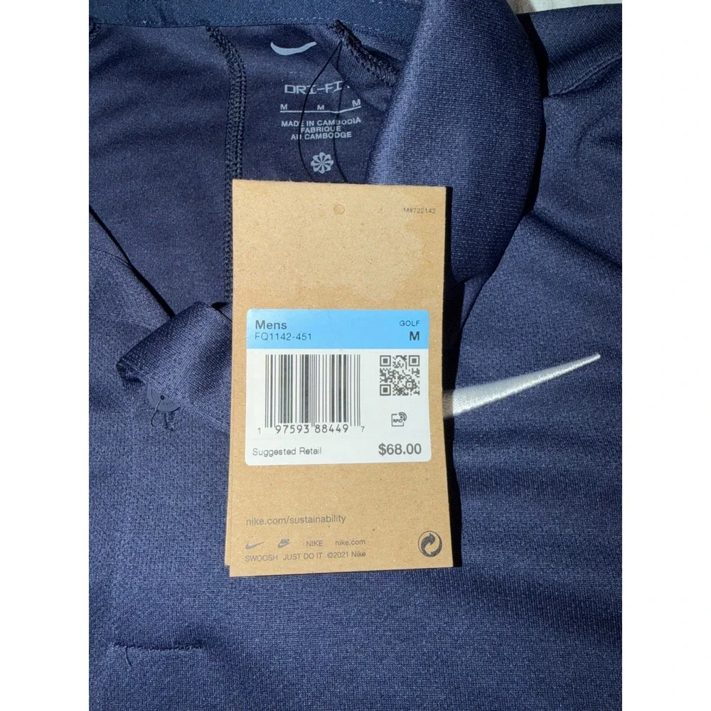 Nike Golf Polo Shirt Mens Size M Navy Blue Dri-FIT Short Sleeve